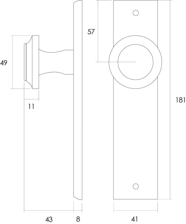 Intersteel Knop op rechthoekig schild messing gelakt rechthoekig Blind 1