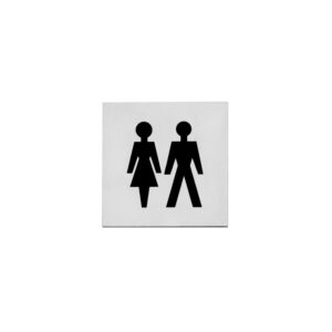 Intersteel Pictogram dames en herentoilet zelfklevend vierkant rvs geborsteld