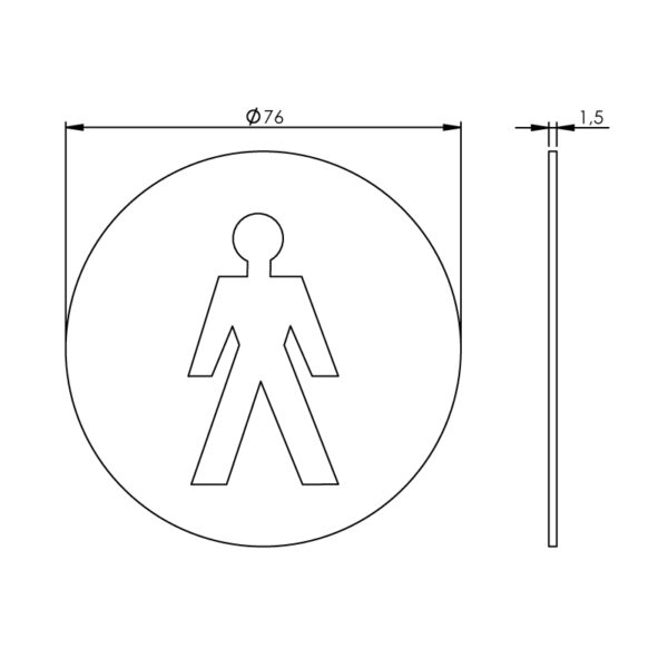 Intersteel Pictogram herentoilet zelfklevend rond rvs geborsteld 1