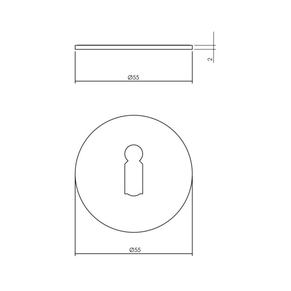 LIJNTEKENING_SLEUTELPLAATJE RENOVATIE ZELFKLEVEND, Ø55X2MM RVS