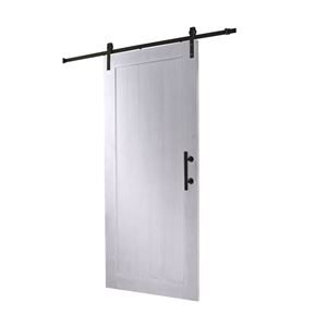 DIY SCHUIFDEUR LEGNO 930X2115X38MM MDF WIT GEGROND + ZWART OPHANGSYSTEEM BASIC INCL. GREEP/SCHUIFDEURKOM.